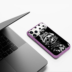 Чехол iPhone 11 Pro матовый Чёрный клевер череп демона, цвет: 3D-фиолетовый — фото 2