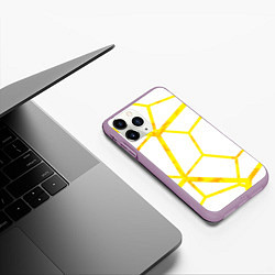 Чехол iPhone 11 Pro матовый Hexagon, цвет: 3D-сиреневый — фото 2