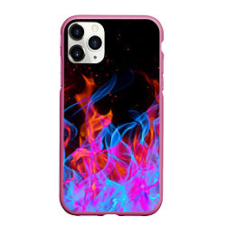 Чехол iPhone 11 Pro матовый ТРИ ОГНЯ FIRE СИНИЙ ОГОНЬ, цвет: 3D-малиновый