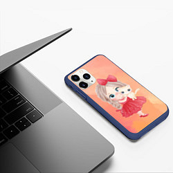 Чехол iPhone 11 Pro матовый Девочка и кот, цвет: 3D-тёмно-синий — фото 2