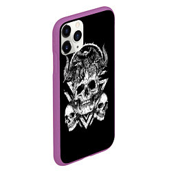 Чехол iPhone 11 Pro матовый Черепа и Вороны Skulls Raven, цвет: 3D-фиолетовый — фото 2