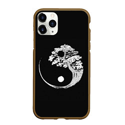 Чехол iPhone 11 Pro матовый Yin and Yang Bonsai Tree, цвет: 3D-коричневый