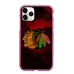 Чехол iPhone 11 Pro матовый CHICAGO NHL, цвет: 3D-малиновый