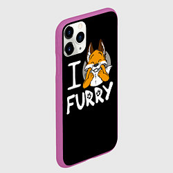 Чехол iPhone 11 Pro матовый I love furry, цвет: 3D-фиолетовый — фото 2