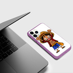 Чехол iPhone 11 Pro матовый One piece Луффи ликует, цвет: 3D-фиолетовый — фото 2