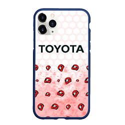Чехол iPhone 11 Pro матовый Тойота - Racing Паттерн, цвет: 3D-тёмно-синий