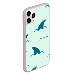 Чехол iPhone 11 Pro матовый Плавники акул, цвет: 3D-розовый — фото 2