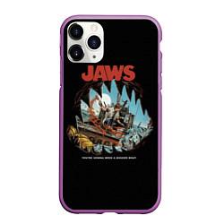 Чехол iPhone 11 Pro матовый Jaws cinema, цвет: 3D-фиолетовый