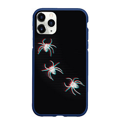 Чехол iPhone 11 Pro матовый ПАУКИ ГЛИТЧ GLITCH SPIDERS, цвет: 3D-тёмно-синий