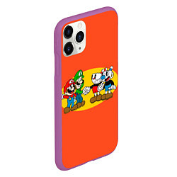 Чехол iPhone 11 Pro матовый CupHead x Mario, цвет: 3D-фиолетовый — фото 2