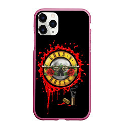 Чехол iPhone 11 Pro матовый GUNS N ROSES, цвет: 3D-малиновый