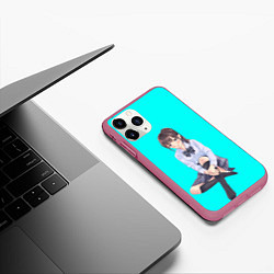 Чехол iPhone 11 Pro матовый Anime girl, цвет: 3D-малиновый — фото 2