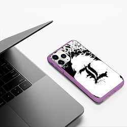 Чехол iPhone 11 Pro матовый Death Note черная краска, цвет: 3D-фиолетовый — фото 2