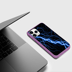 Чехол iPhone 11 Pro матовый ГОЛУБАЯ МОЛНИЯ ГРОЗА, цвет: 3D-фиолетовый — фото 2