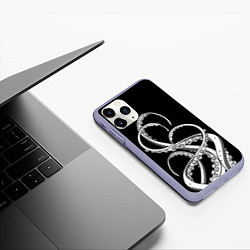 Чехол iPhone 11 Pro матовый Octopus Black and White, цвет: 3D-светло-сиреневый — фото 2