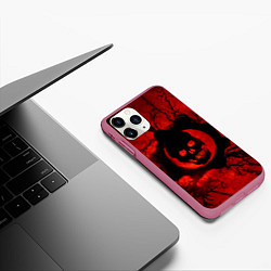 Чехол iPhone 11 Pro матовый Gears of hart, цвет: 3D-малиновый — фото 2