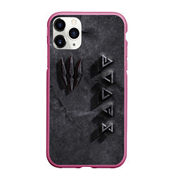 Чехол iPhone 11 Pro матовый THE WITCHER КАМЕНЬ, цвет: 3D-малиновый