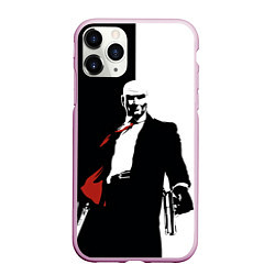 Чехол iPhone 11 Pro матовый Hitman BW, цвет: 3D-розовый