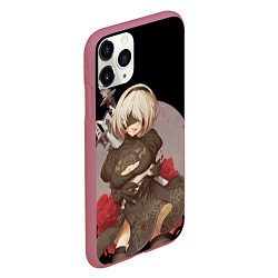 Чехол iPhone 11 Pro матовый Nier: Automata 2B, цвет: 3D-малиновый — фото 2