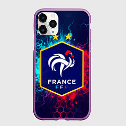 Чехол iPhone 11 Pro матовый Сборная Франции, цвет: 3D-фиолетовый