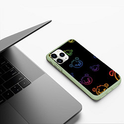 Чехол iPhone 11 Pro матовый Colorful Bear, цвет: 3D-салатовый — фото 2