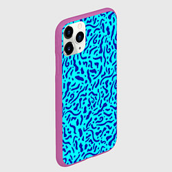 Чехол iPhone 11 Pro матовый Неоновые синие узоры, цвет: 3D-фиолетовый — фото 2