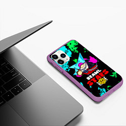 Чехол iPhone 11 Pro матовый Плохиш Базз, Buzz Brawl Stars, цвет: 3D-фиолетовый — фото 2