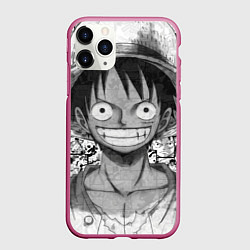 Чехол iPhone 11 Pro матовый Луфи улыбается one piece, цвет: 3D-малиновый