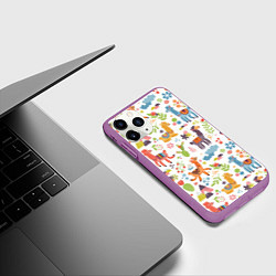 Чехол iPhone 11 Pro матовый Ламы, цвет: 3D-фиолетовый — фото 2
