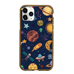 Чехол iPhone 11 Pro матовый Космический мир, цвет: 3D-коричневый