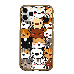 Чехол iPhone 11 Pro матовый Коты и котики, цвет: 3D-коричневый