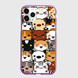 Чехол iPhone 11 Pro матовый Коты и котики, цвет: 3D-фиолетовый