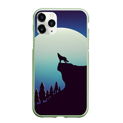 Чехол iPhone 11 Pro матовый ВОЛК И ЛУНА 3D, цвет: 3D-салатовый