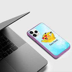 Чехол iPhone 11 Pro матовый Влюбленный Пикачу, цвет: 3D-фиолетовый — фото 2