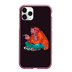 Чехол iPhone 11 Pro матовый Sad Kurt, цвет: 3D-малиновый