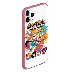 Чехол iPhone 11 Pro матовый Sailor Meow, цвет: 3D-малиновый — фото 2