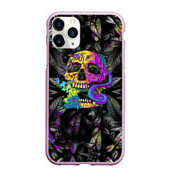 Чехол iPhone 11 Pro матовый Череп Психоделика, цвет: 3D-розовый