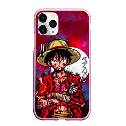 Чехол iPhone 11 Pro матовый Луффи One Piece Большой куш, цвет: 3D-розовый