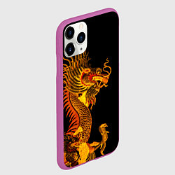 Чехол iPhone 11 Pro матовый Золотой китайский дракон, цвет: 3D-фиолетовый — фото 2