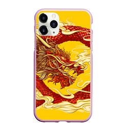 Чехол iPhone 11 Pro матовый Китайский Дракон, China Dragon, цвет: 3D-розовый