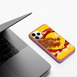 Чехол iPhone 11 Pro матовый Китайский Дракон, China Dragon, цвет: 3D-малиновый — фото 2