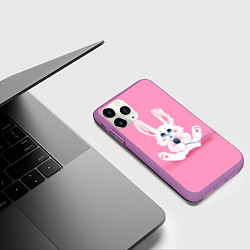 Чехол iPhone 11 Pro матовый Милый кролик с микрофоном, цвет: 3D-фиолетовый — фото 2