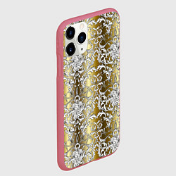 Чехол iPhone 11 Pro матовый Versace gold & white, цвет: 3D-малиновый — фото 2