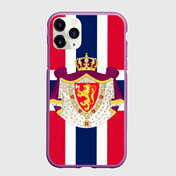 Чехол iPhone 11 Pro матовый Норвегия Флаг и герб Норвегии, цвет: 3D-фиолетовый