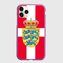 Чехол iPhone 11 Pro матовый Дания Герб и флаг Дании, цвет: 3D-фиолетовый
