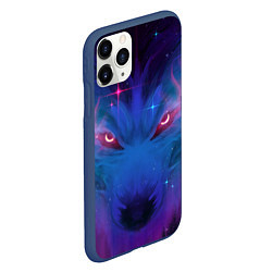 Чехол iPhone 11 Pro матовый Космо Волк, цвет: 3D-тёмно-синий — фото 2