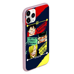 Чехол iPhone 11 Pro матовый Луффи, Зоро и Санджи One Piece, цвет: 3D-розовый — фото 2