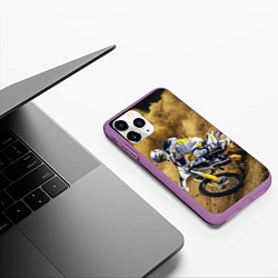 Чехол iPhone 11 Pro матовый HUSQVARNA ХУСКВАРНА SPORT, цвет: 3D-фиолетовый — фото 2