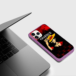 Чехол iPhone 11 Pro матовый Луффи One Piece Большой куш, цвет: 3D-фиолетовый — фото 2
