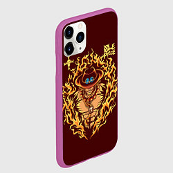Чехол iPhone 11 Pro матовый One Piece Портгас Д Эйс в огне, цвет: 3D-фиолетовый — фото 2